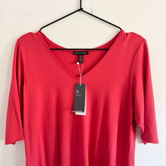 NWT Eileen Fisher Pink V-Neck Tunic Top M - Picture 3 of 8